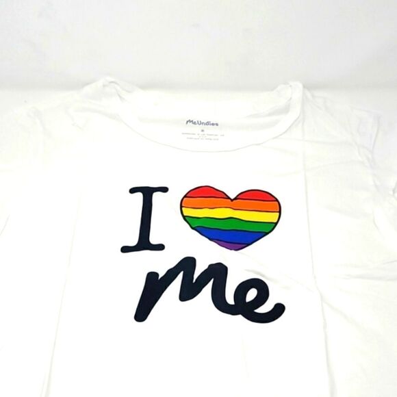 MeUndies White I heart me Modal/Cotton Blend T-Shirt Medium - Picture 3 of 4